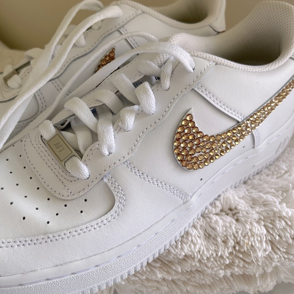 Swarovski Gold Crystal Nike Airforce One Size 7, Like New